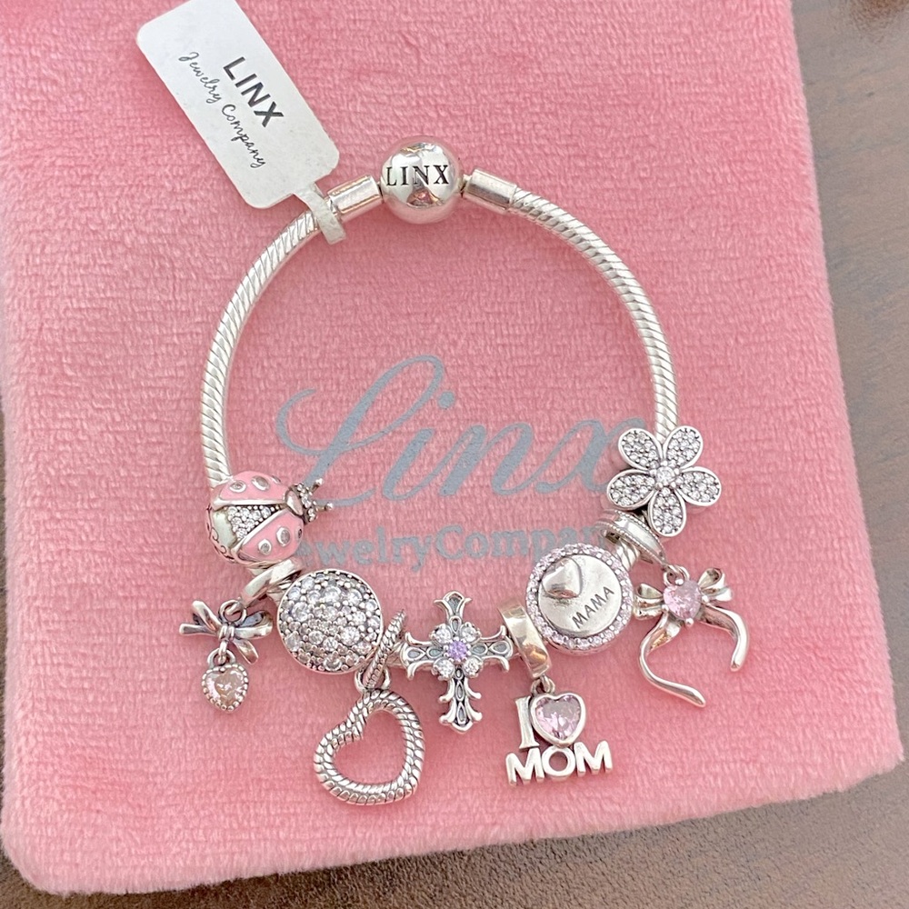 Linx Snake Chain Bracelet with Religious Mom Themed Charms